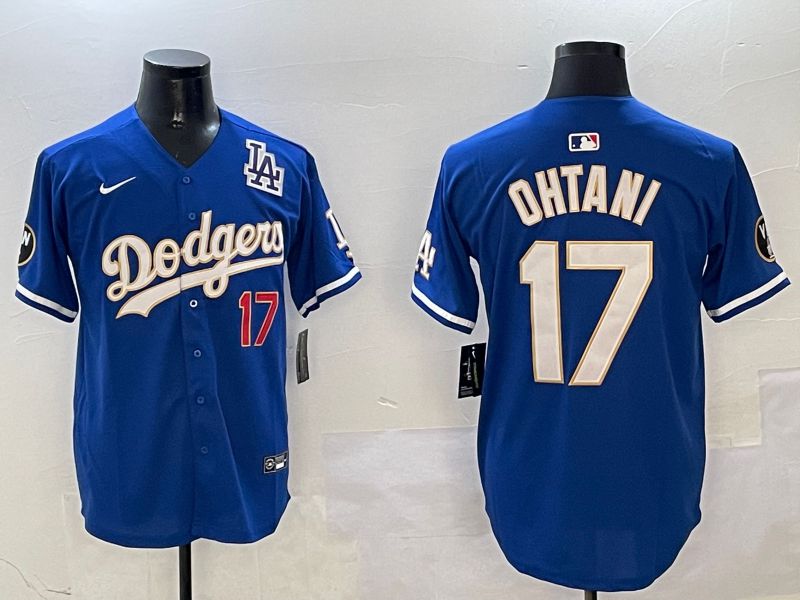 Men Los Angeles Dodgers #17 Ohtani Blue Gold Game 2025 Nike MLB Jersey style 8